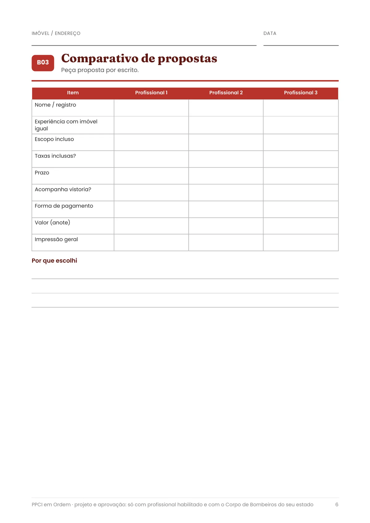 Página real do PDF PPCI em Ordem: comparativo de propostas